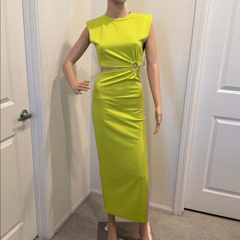 Lime Green Maxi Dress with Cutout